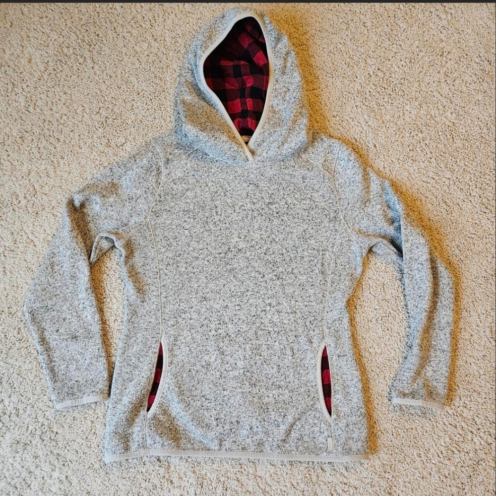 Eddie Bauer Gray and Red Hooded Men's Sweater